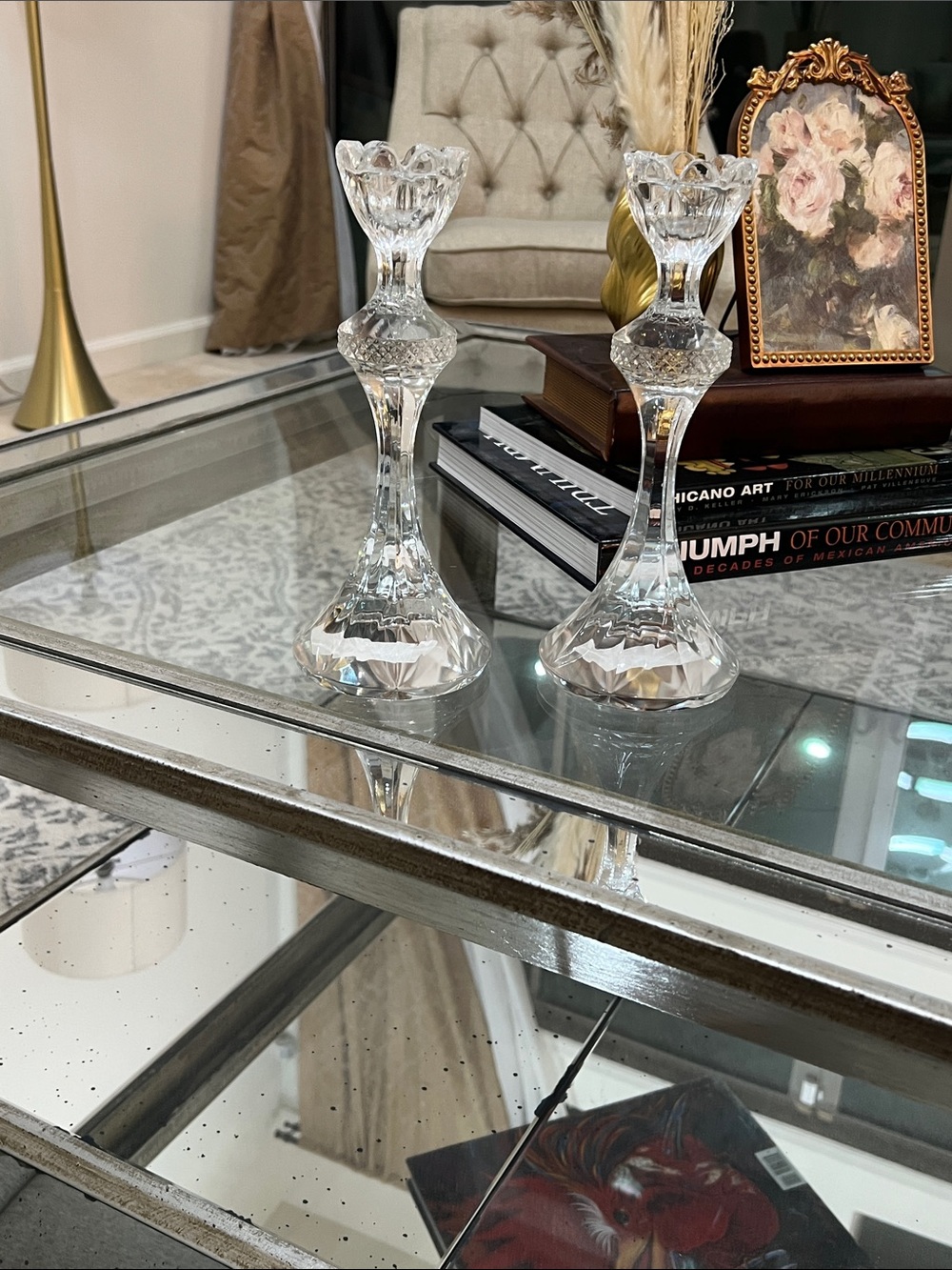 Mikasa Clear Crystal Taper Candle Holders - Pair